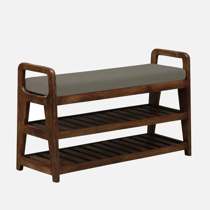 Sole Nest Mango Wood Shoe Rack - Grey media 5