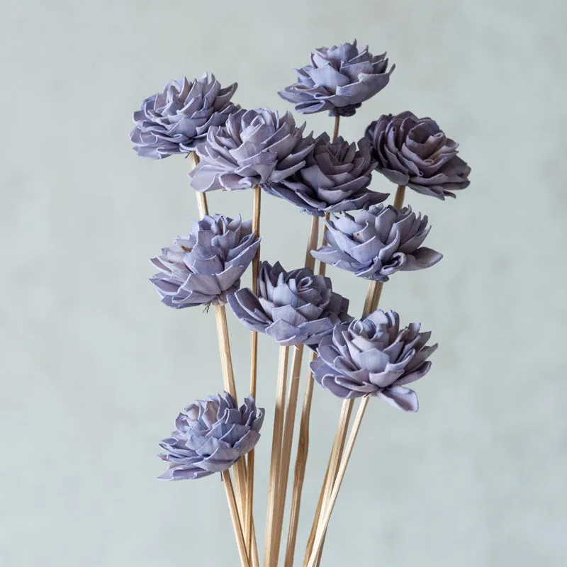 Muskan Sola Wood Rose Flower Stick (Periwinkle) - Set Of Ten media 3