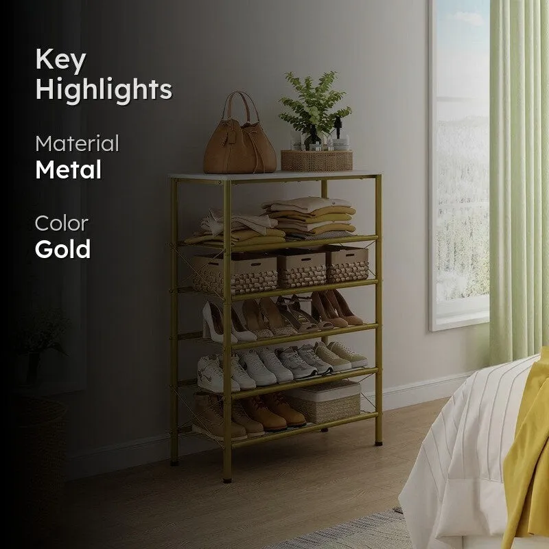 Stable Metal Shoe Rack - Gold media 2