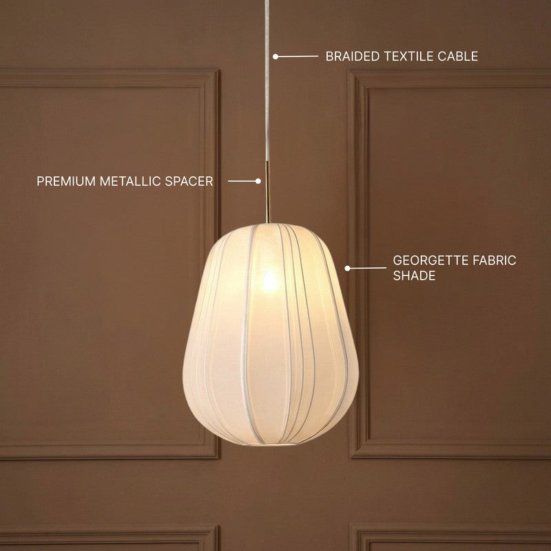 Fig Living Luxe Collection Fabric Ceiling Lamp - Ivory,Gold media 11