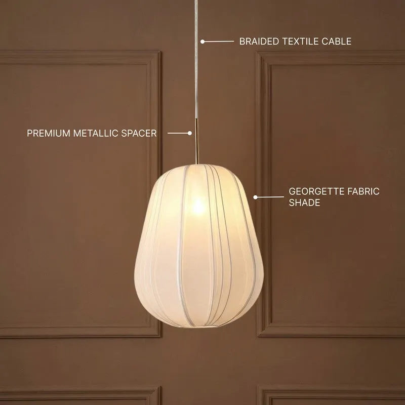 Fig Living Luxe Collection Fabric Ceiling Lamp - Ivory,Gold media 11