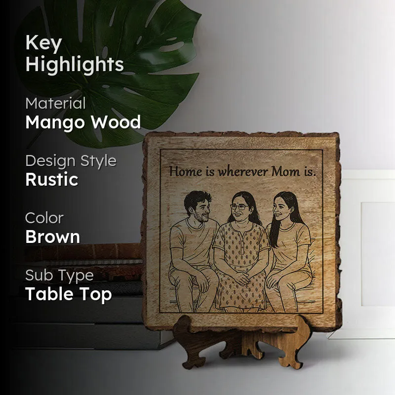 Home Is Mom Wood Showpiece - Square media 2
