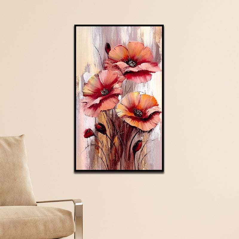 Autumn's Blush Floral Canvas Wall Painting With Frame - Black - Small