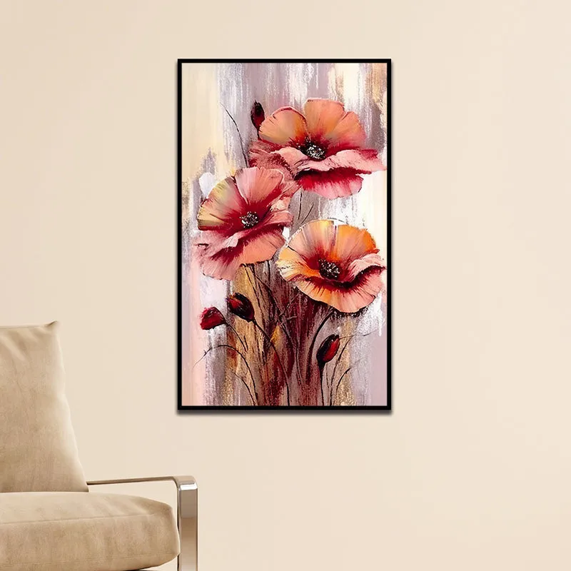 Autumn's Blush Floral Canvas Wall Painting With Frame - Black media 1