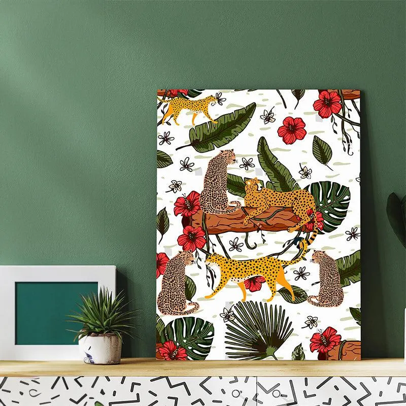 Wild Leopard Realm Wall Painting media 2