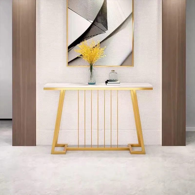 Creative Metal Console Table with Marble Top - Large media 3