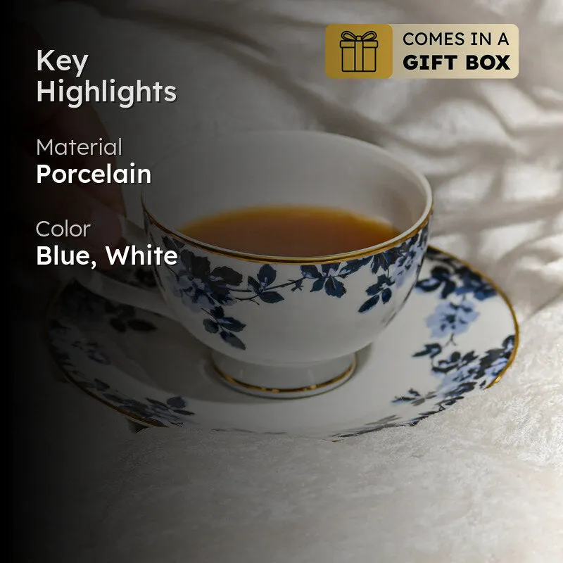 Zeneta Leaves 24k Gold Brushed Porcelain Cup & Saucer (280 mL) - Set of Six media 2