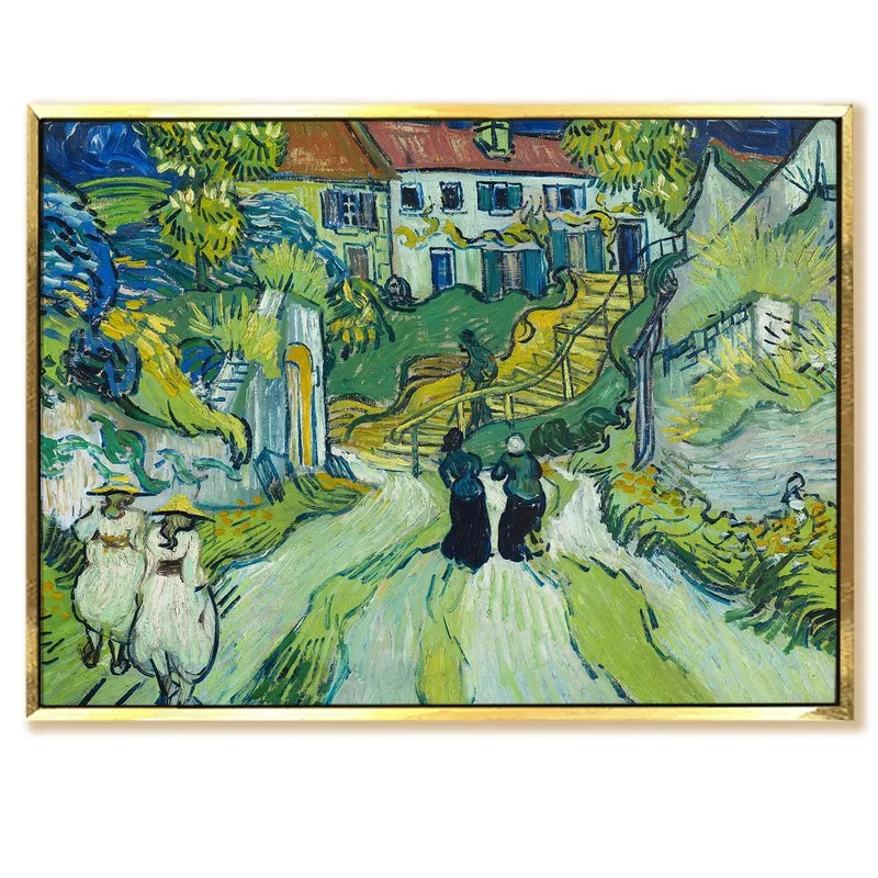 Hillside Hamlet Canvas Wall Painting With Frame media 3