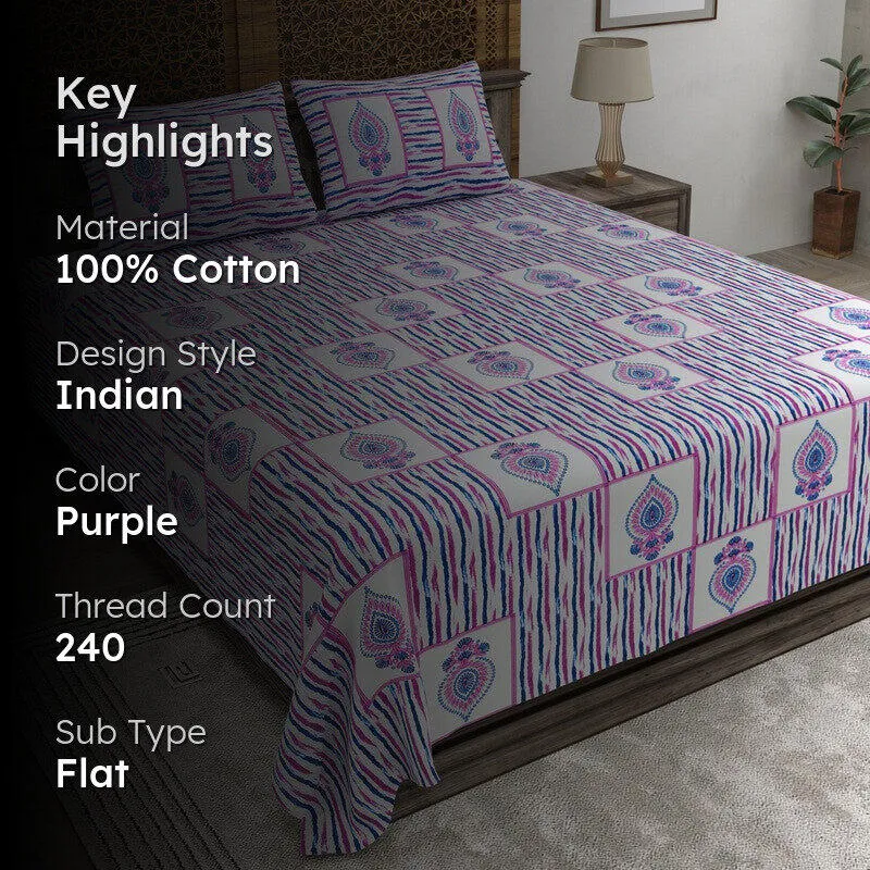 Desior Cotton Bedsheet (Purple) - 240 TC media 2