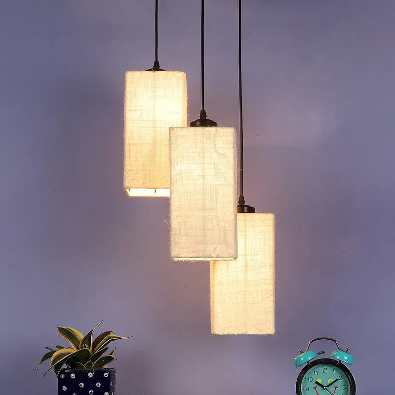 Warm Ivory Triple Metal Ceiling Lamp - Off White media 3
