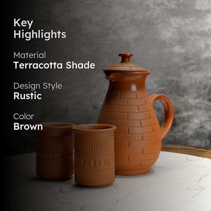 BoroZen Terracotta Jug with Glasses - Three Piece Set media 2