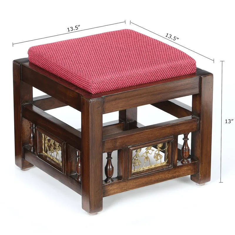 Coco Teak Wood Pouffe media 4