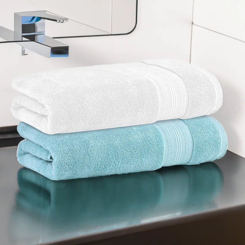 Reign Bath Towel (White & Blue) - Set Of Two media 1