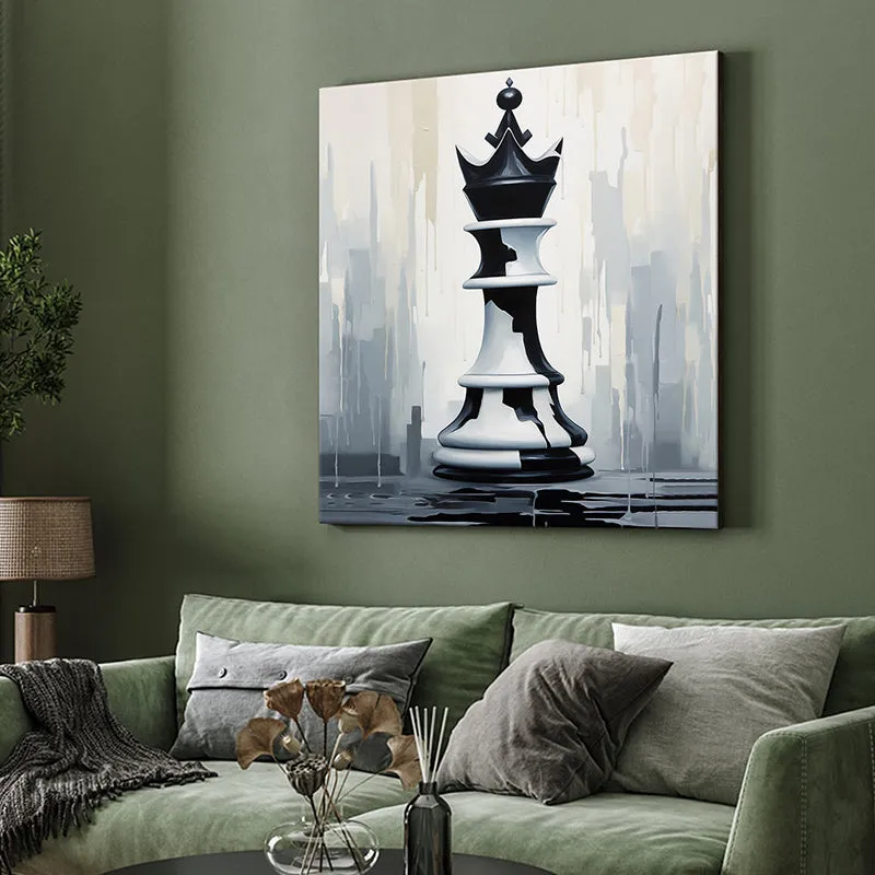 Chess King Monochrome Wall Painting media 4