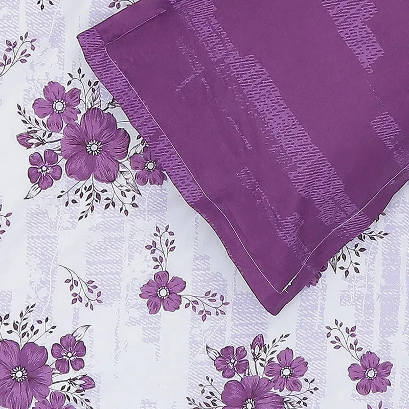 Monte Carlo Petal Story Cotton Bedsheet (White,Purple) - 104 TC media 6