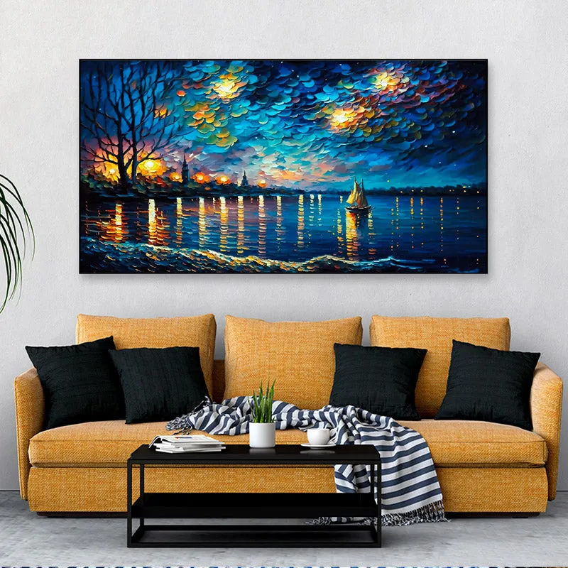 Ethereal Starry Night Canvas Wall Painting media 1