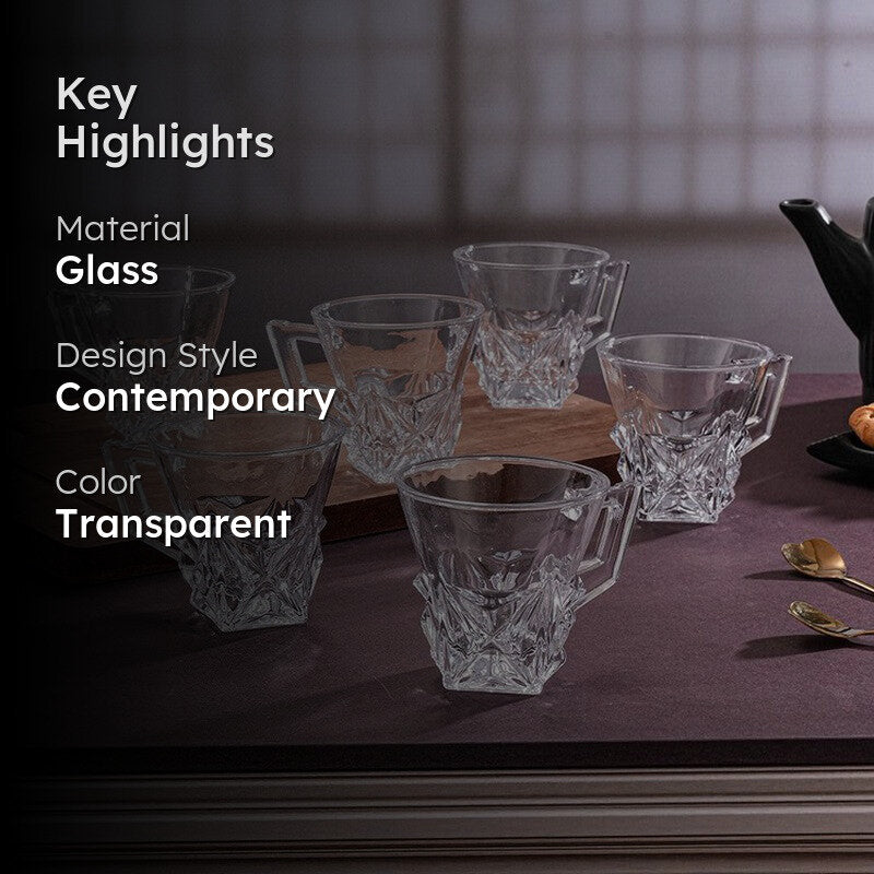 Calden Glass Tea Cup (135 mL Each) - Set Of Six media 2