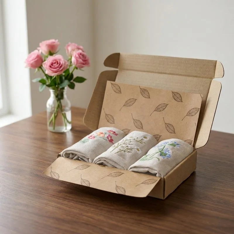 Classic Embroidered Bamboo Cotton Hand Towels - Set Of Three media 1