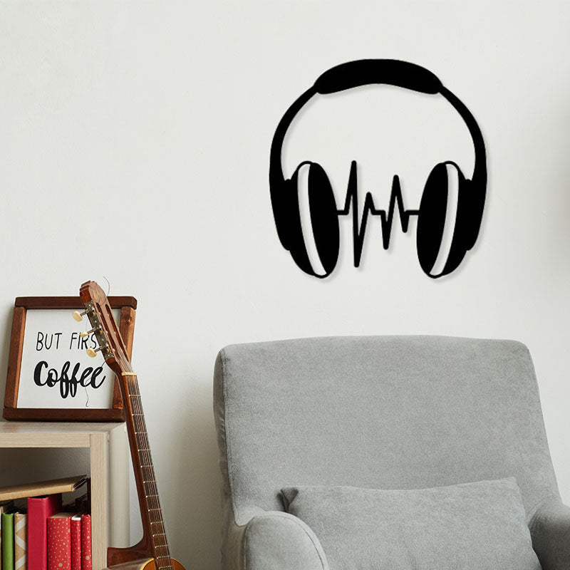 Headphones Black Iron Wall Accent