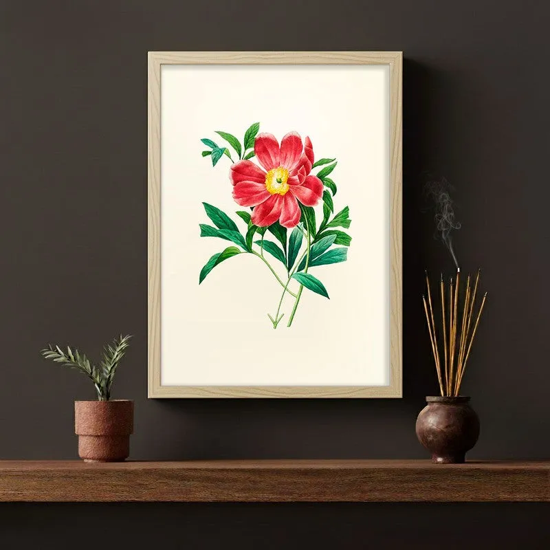 Fiery Bloom Archival Paper Wall Art - Natural Brown Frame media 4