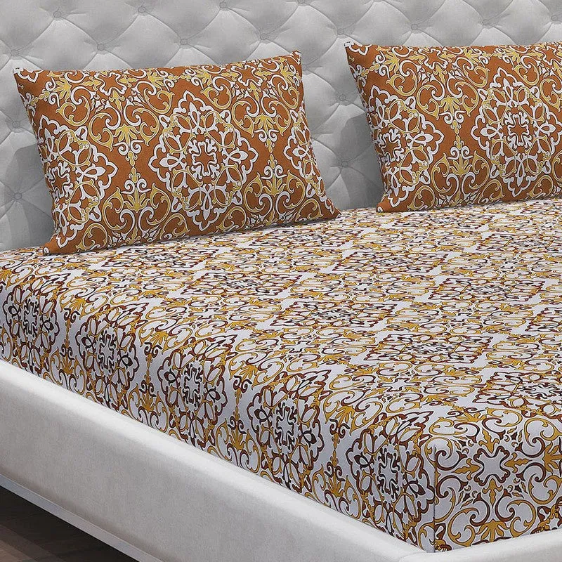 Monte Carlo Petal Aura Cotton Bedsheet (Beige,White) - 104 TC media 5