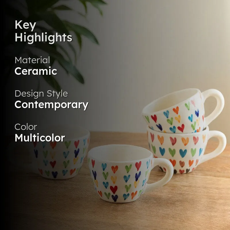 Colourfull Ceramic Coffee Mug (270 mL Each) - Set Of Four media 2