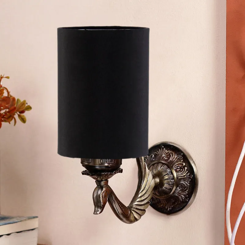 Amro Retro Cylindrical Fabric & Metal Wall Lamp - Black media 3