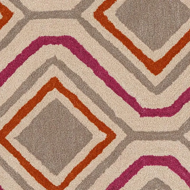 Faramir Hand Tufted Geometric Wool & Nylon Carpet - Red & Beige media 4