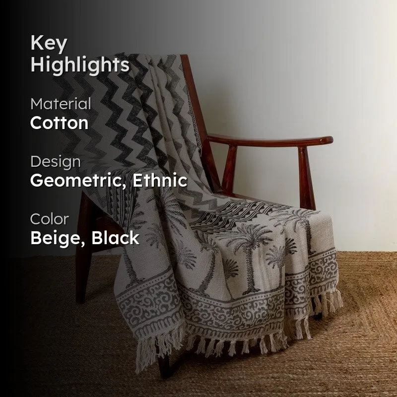 Zig Zag Handblock Printed Throw media 2