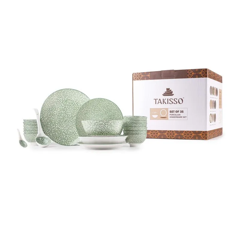 ServeHarbor Porcelain Dinner Set (Green) - 35 Piece Set media 5