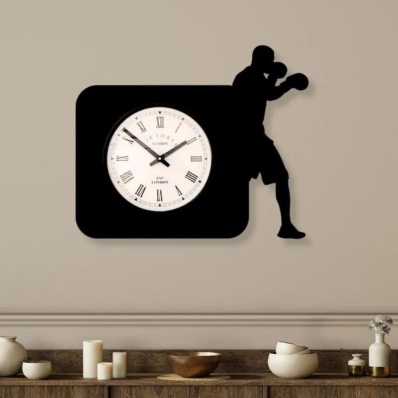 Boxer Steel Analog Wall Clock - Black media 1