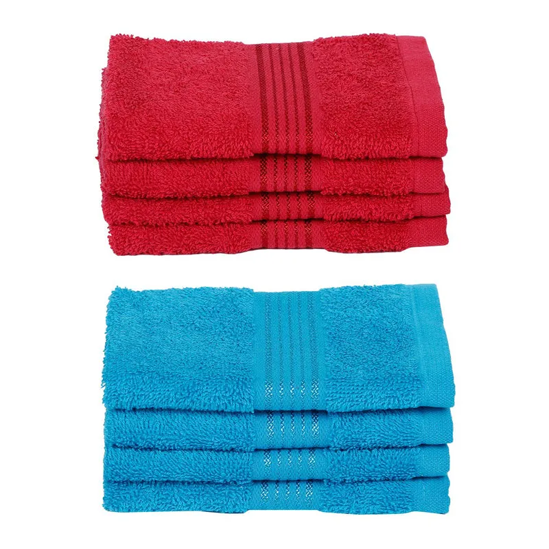 Bodil Face Towel (Red,Sky Blue) - Set Of Eight media 3