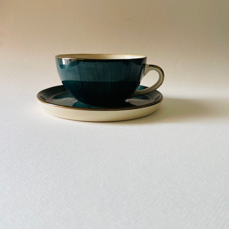 Elegant Blue Ceramic Tea Cup & Saucer Set - 300 ML media 4