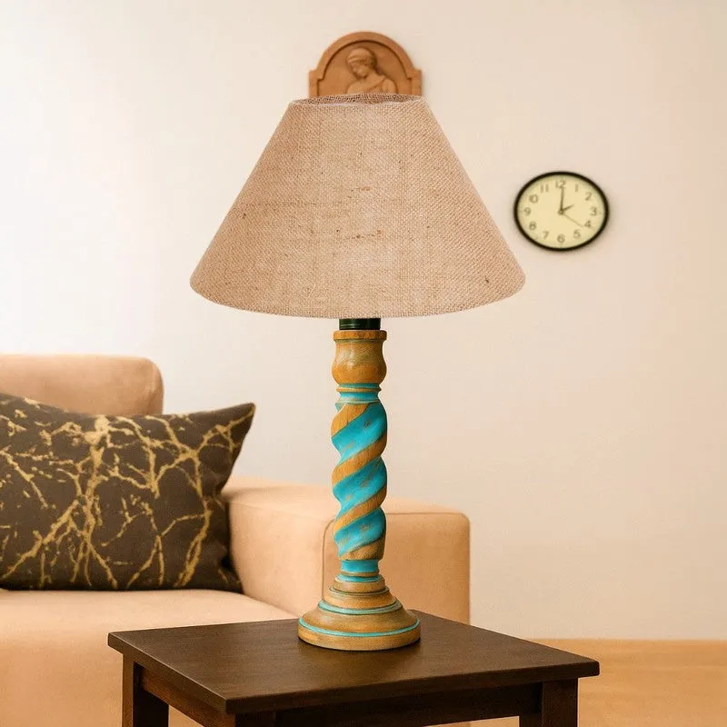 Elara Kyra Wooden Table Lamp - Beige media 4