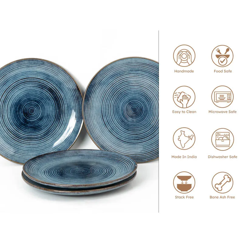 Meghneel Handmade Dinner Plate (Blue) - Set of Four media 3