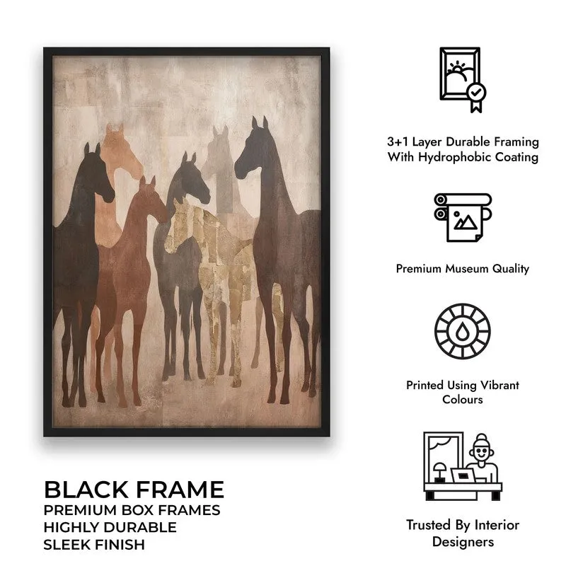 Sandy Horse Wall Painting With Black Frame media 10
