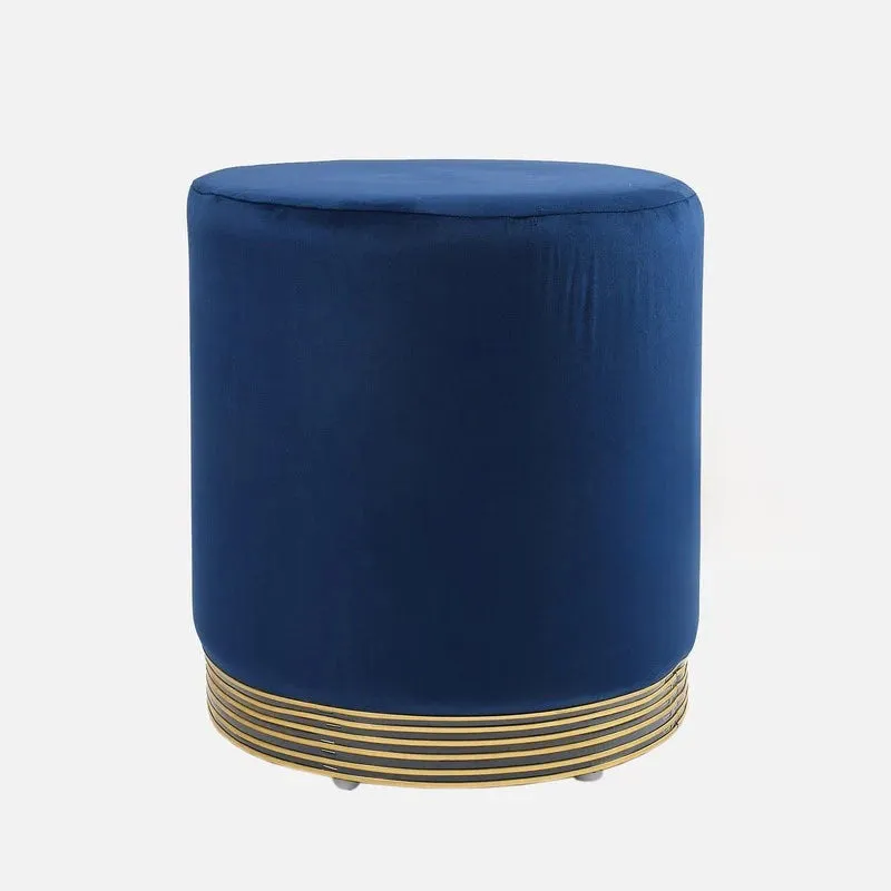 Velour Solid Velvet Pouffe - Dark Blue media 3