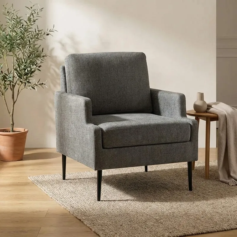 Nexora Neem Wood Accent Chair - Dark Grey media 1