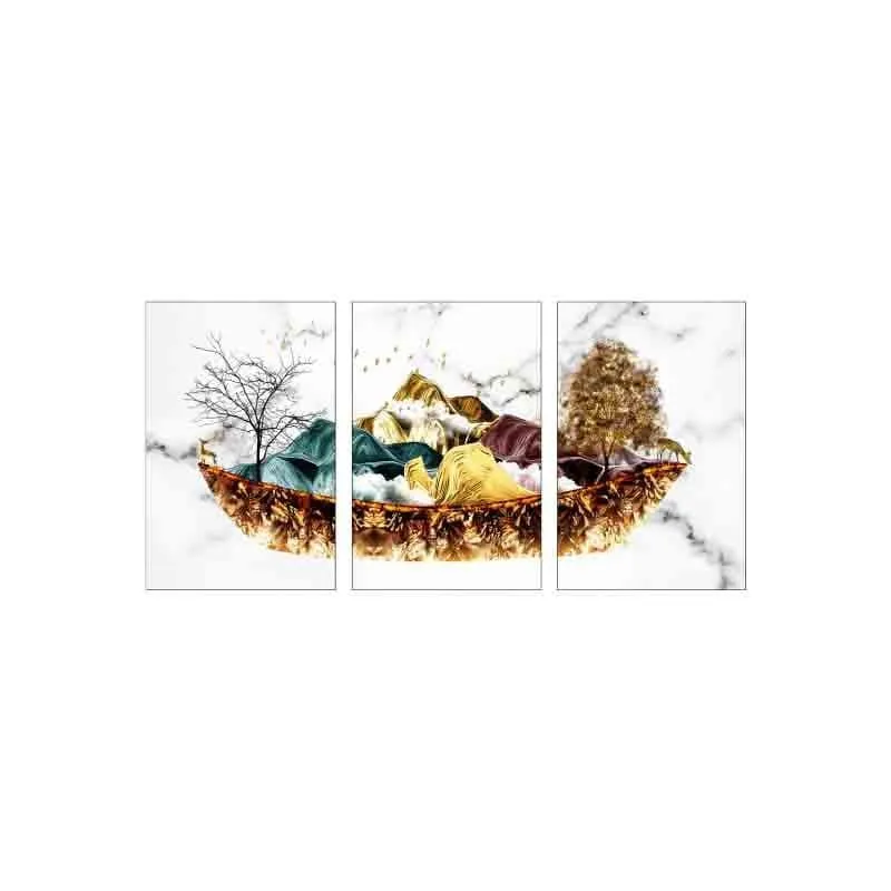Snowland Poly Canvas Wall Art - Set of Three media 5