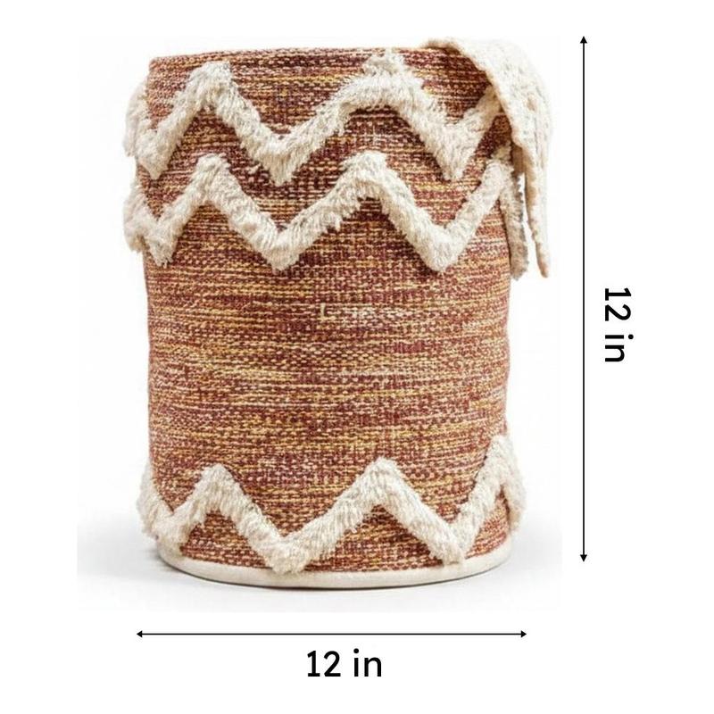 Thira Chevron Natural Fiber Laundry Basket media 6
