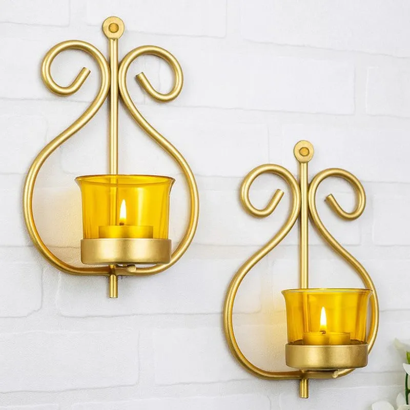 Aureate Candle Holder - Golden - Set Of Two media 1