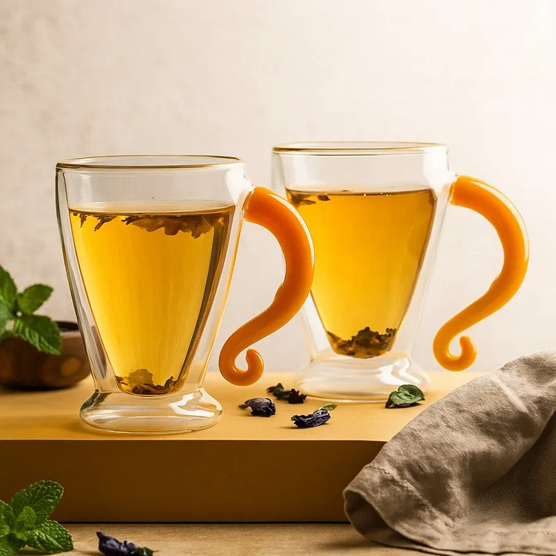 Aluna Borosilicate Glass Tea Cup (180 mL Each) - Set Of Two media 1