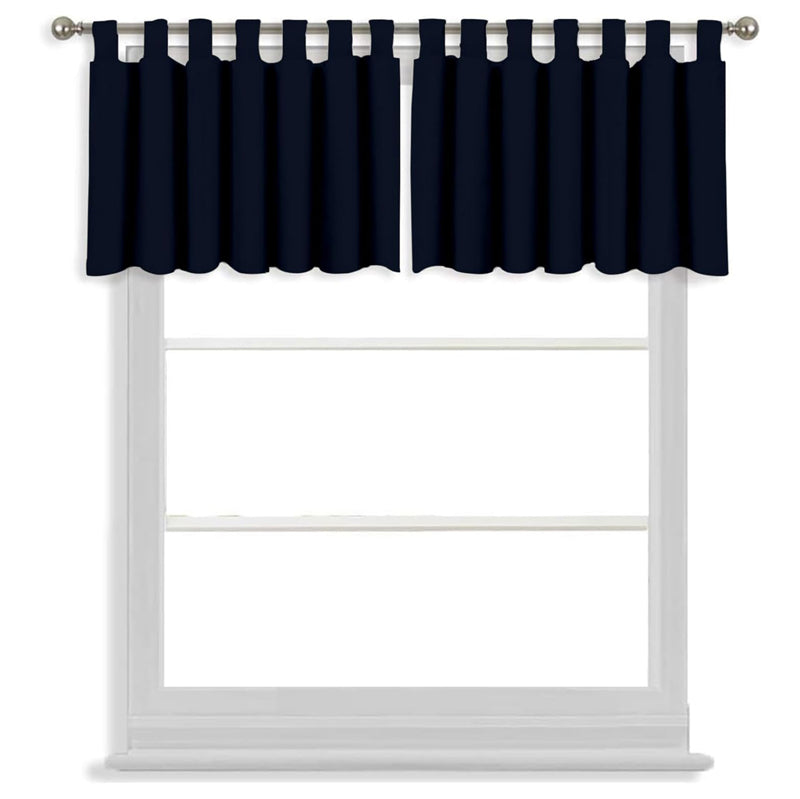 Tab Tale Flat Curtain Valance (Navy Blue) - Set Of Two media 3