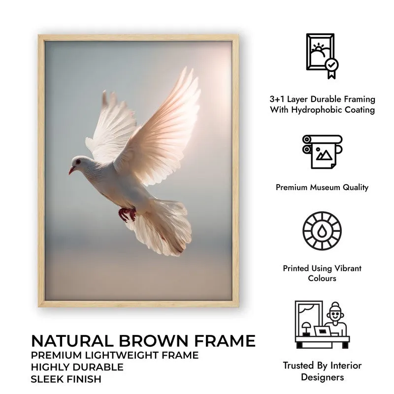 Wings of Peace Archival Paper Wall Painting With Brown Frame media 7