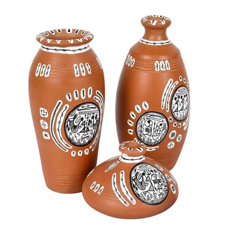Aspari Tribal Terracotta Vase - Set Of Three media 4