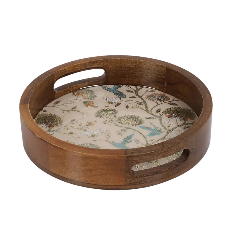 Blossom Glow Round Wooden Serving Tray media 3