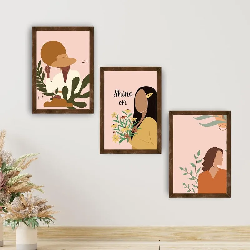 Sunlit Muse Paper Wall Painting With Frame - Brown media 3