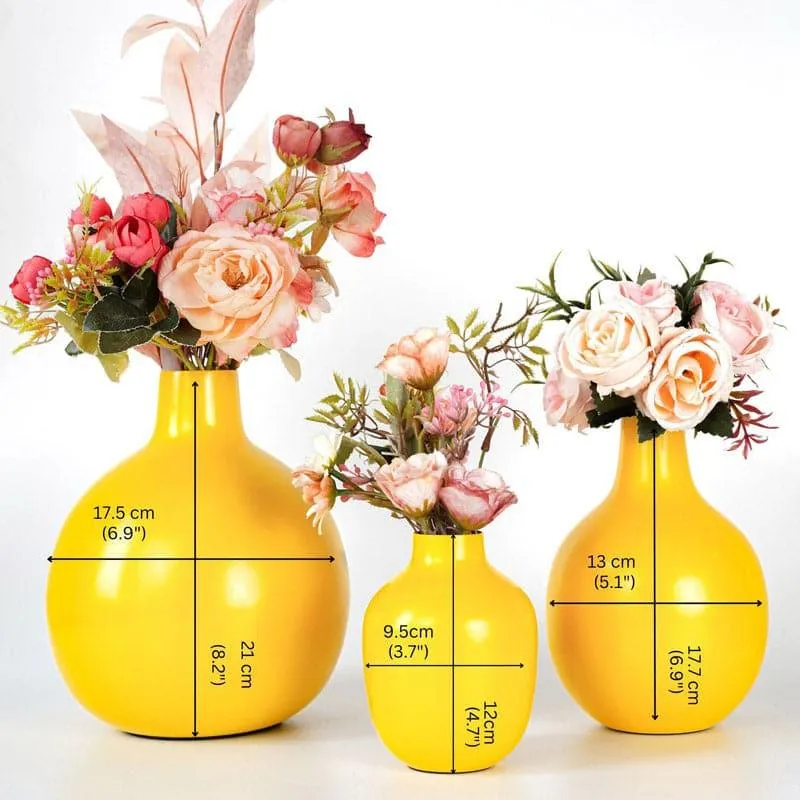 Ourania Metal Vase (Yellow) - Set Of Three media 4