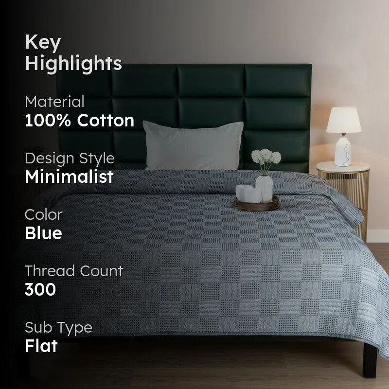 GridForm Cotton Bedsheet (Navy Blue) - 300 TC media 2