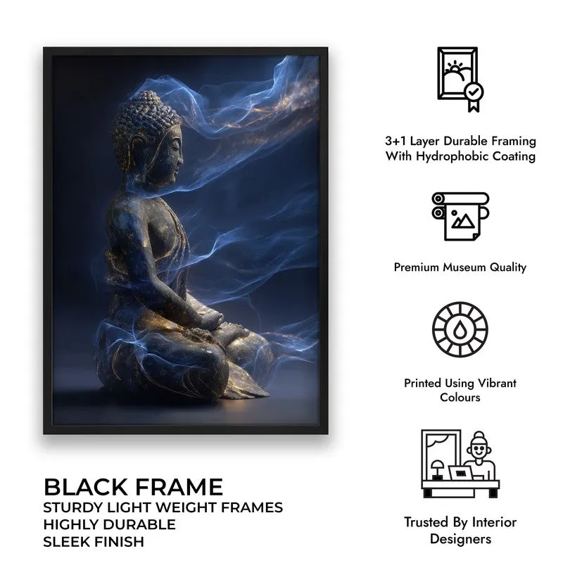 Luminous Buddha Archival Paper Wall Painting With Black Frame media 9